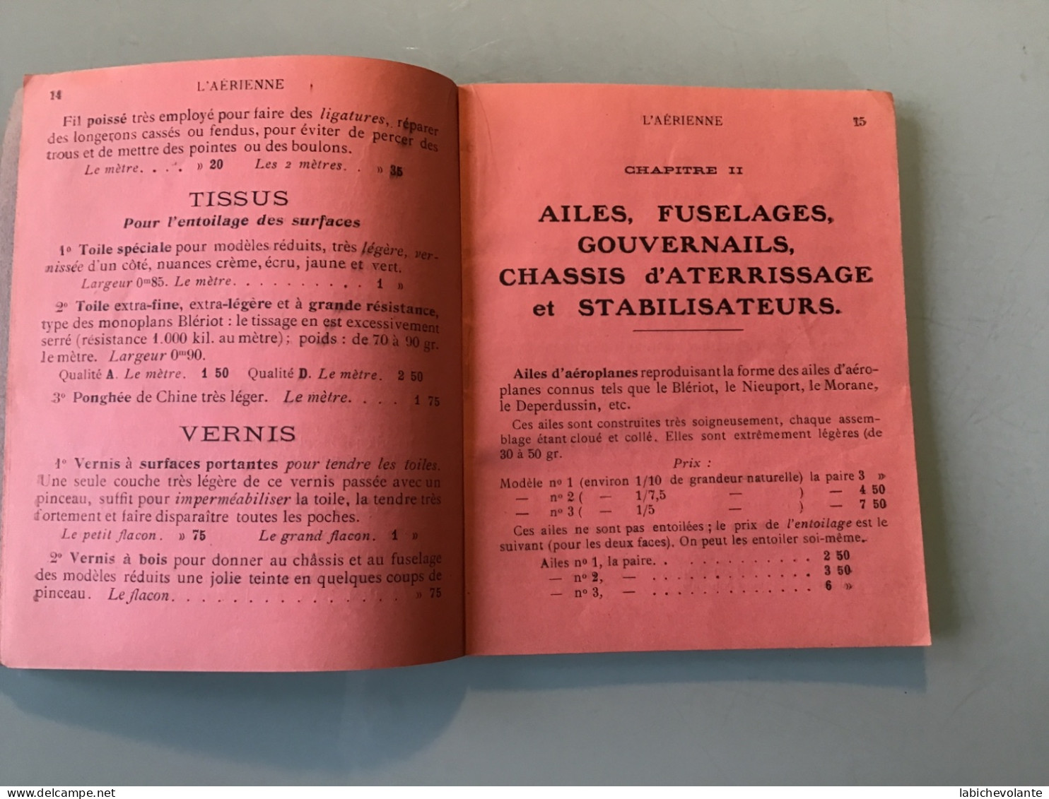 Catalogue de Fournitures et Pièces détachées 1912. 32 pages.