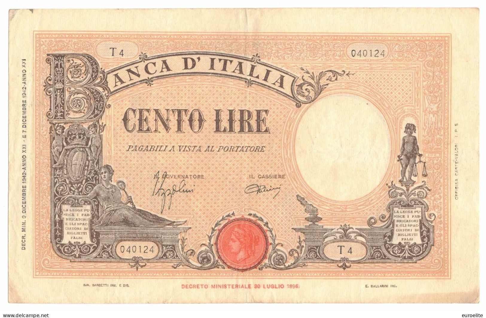 Regno D'Italia - Vittorio Emanuele III (1900-1943) - 100 Lire Grande B - 2.000 Lire