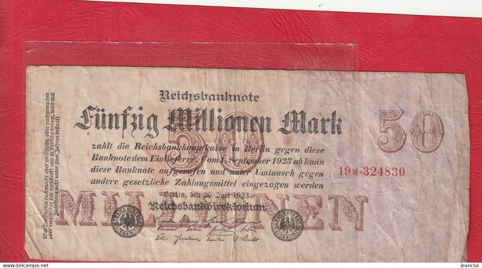 REICHSBANKNOTE  .  50.000.000 MARK  .  25-7-1923  .  N°  19M.324830 - 50 Mio. Mark