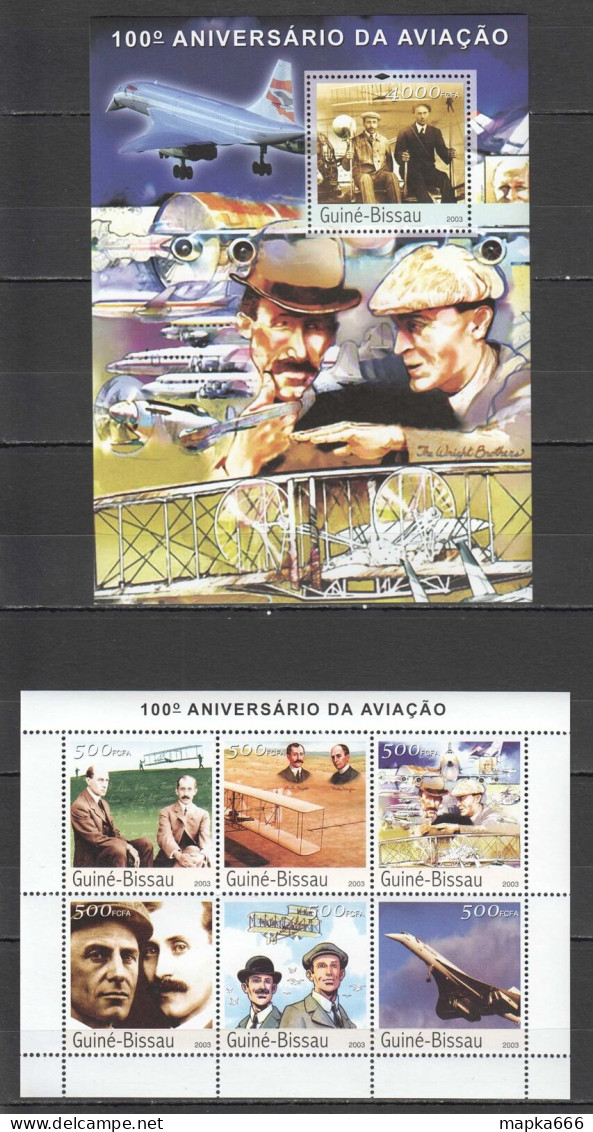 B0425 2003 Guinea-Bissau Transport 100Th Anniversary Of Aviation 1Kb+1Bl Mnh - Airplanes