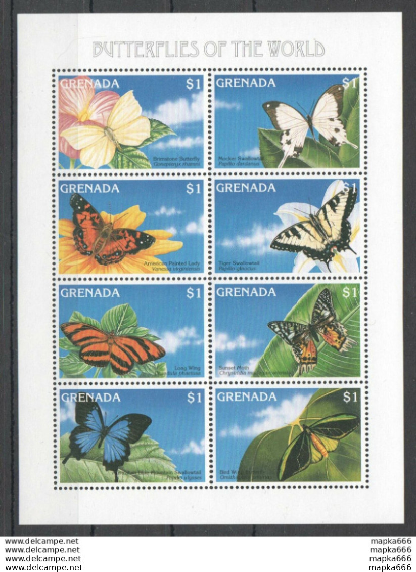Nw0612 Grenada Flora & Fauna Butterflies Of The World 1Kb Mnh - Papillons