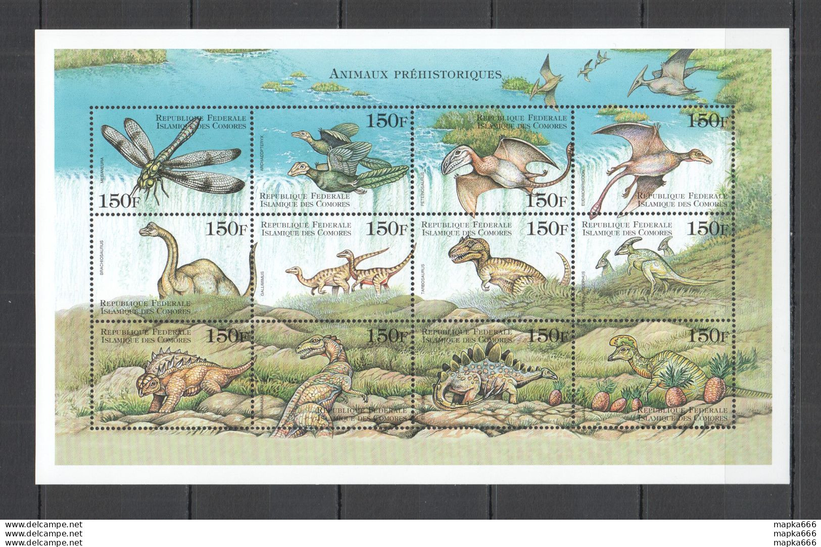 Nw0617 Comoros Fauna Reptiles Prehistoric Animals Dinosaurs 1Sh Mnh - Préhistoriques