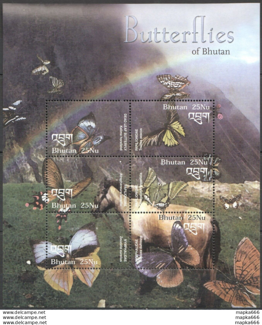 Pk278 Bhutan Fauna Moths & Butterflies Insects Of Bhutan Kb Mnh Stamps - Vlinders