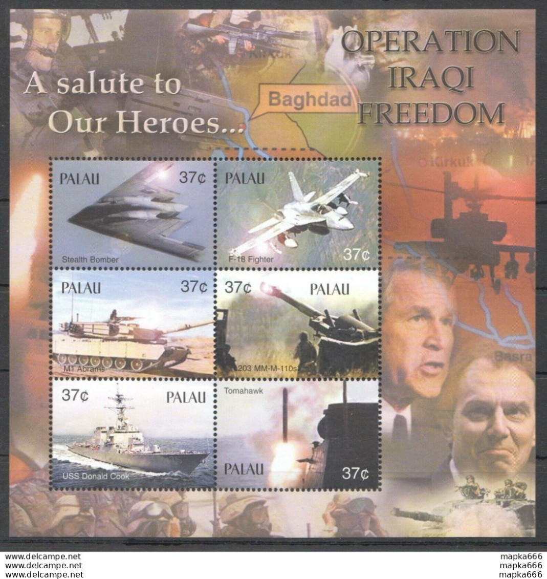 Pk372 Palau Military & War Transporta Salute To Our Heroes 1Kb Mnh Stamps - Militares