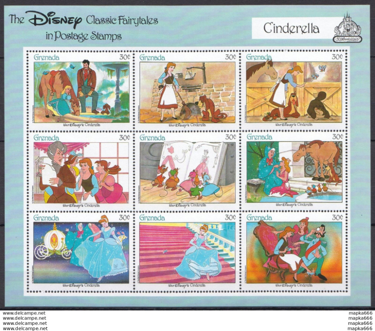 Pk409 Grenada The Disney Classic Fairytales In Postage Stamps Cinderella 1Kb Mnh - Disney