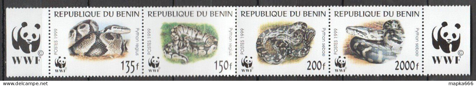 B0493 1999 Benin Wwf Fauna Reptiels Snakes 1Set Mnh - Sonstige & Ohne Zuordnung