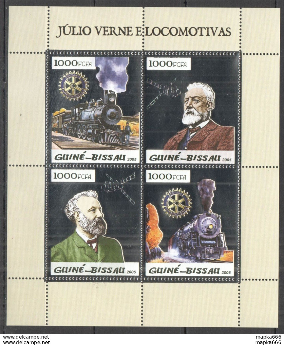 Oz0509 2005 Guinea-Bissau Jules Verne & Locomotives Trains ! Silver #2926-29 Mnh - Trenes