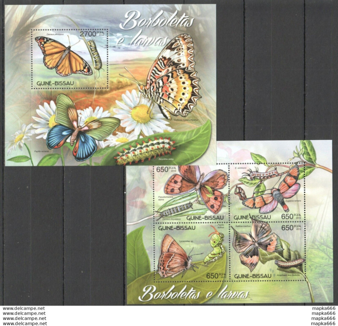 Bc525 2012 Guinea-Bissau Flora & Fauna Butterflies Borboletas Bl+Kb Mnh - Papillons