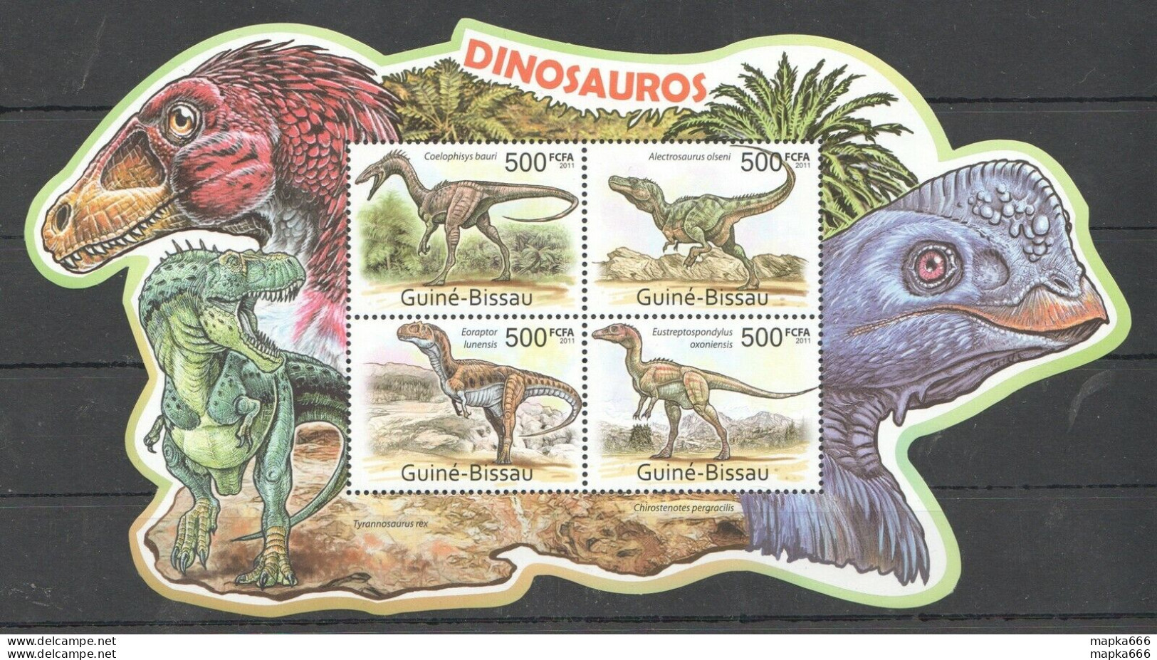 Bc653 2011 Guinea-Bissau Fauna Prehistoric Animals Dinosaurs Dinosauros Kb Mnh - Préhistoriques