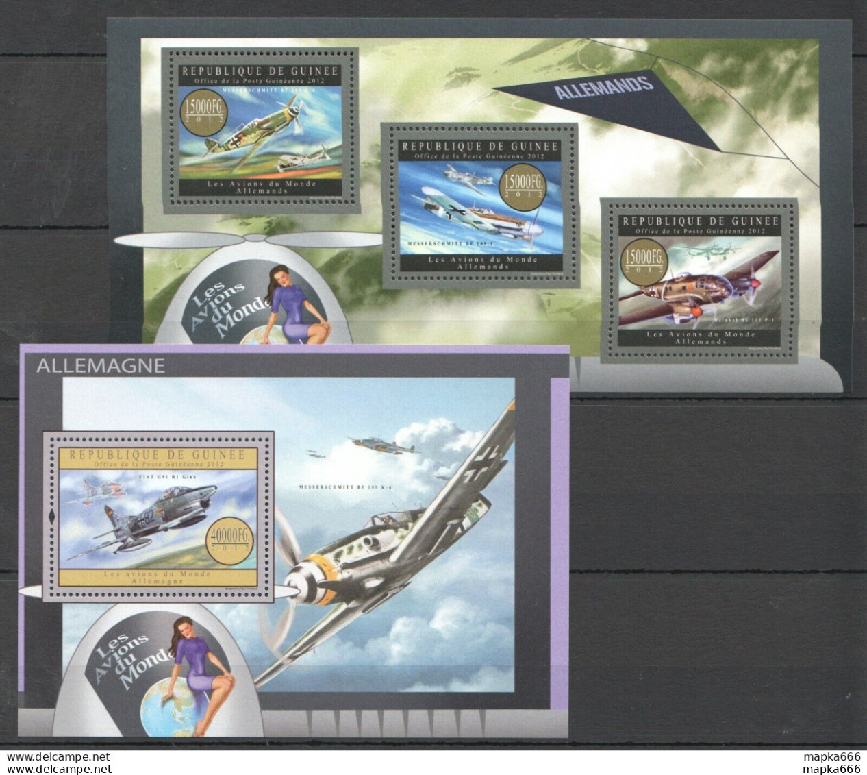 Bc016 2012 Guinea Transport Aviation German Aircrafts Germany 1Kb+1Bl Mnh - Airplanes