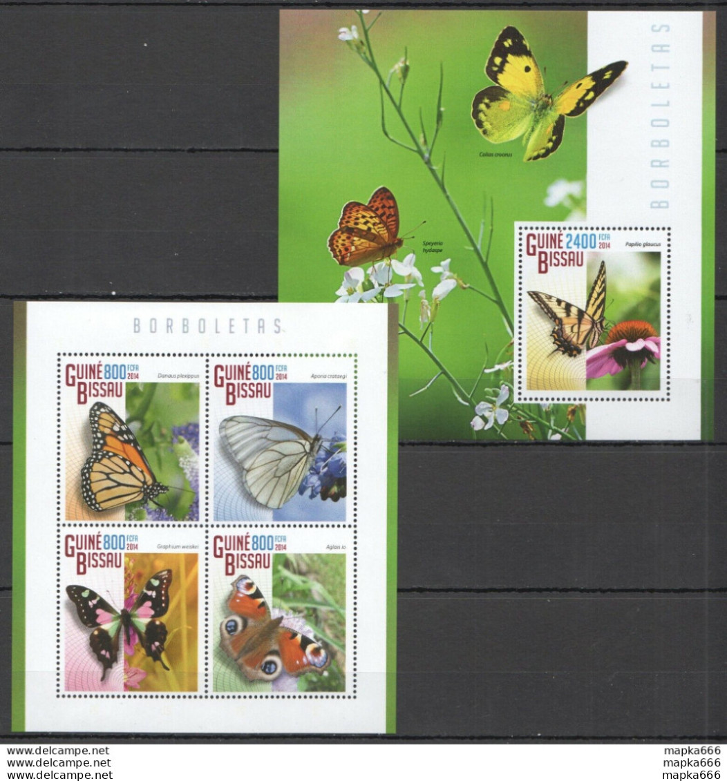 St1147 2014 Guinea-Bissau Butterflies Fauna Insects Kb+Bl Mnh Stamps - Papillons