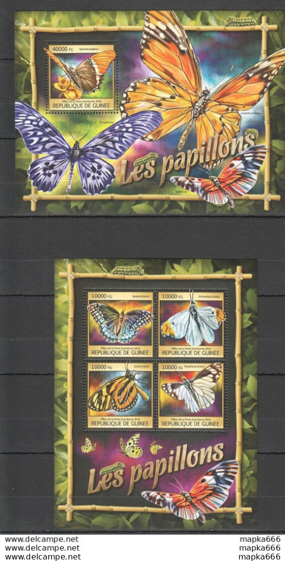 St123 2016 Guinea Flora & Fauna Insects & Butterflies Papillons 1Kb+1Bl Mnh - Butterflies