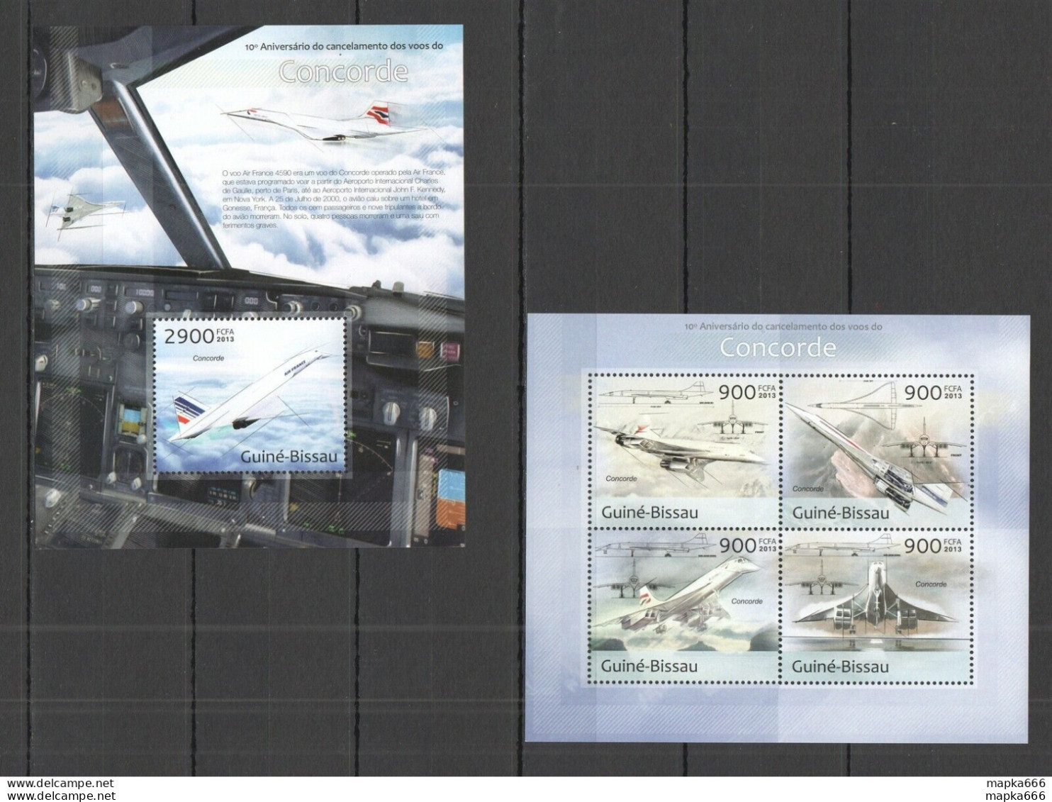 St1276 2013 Guinea-Bissau Transport Aviation Concorde Kb+Bl Mnh Stamps - Airplanes