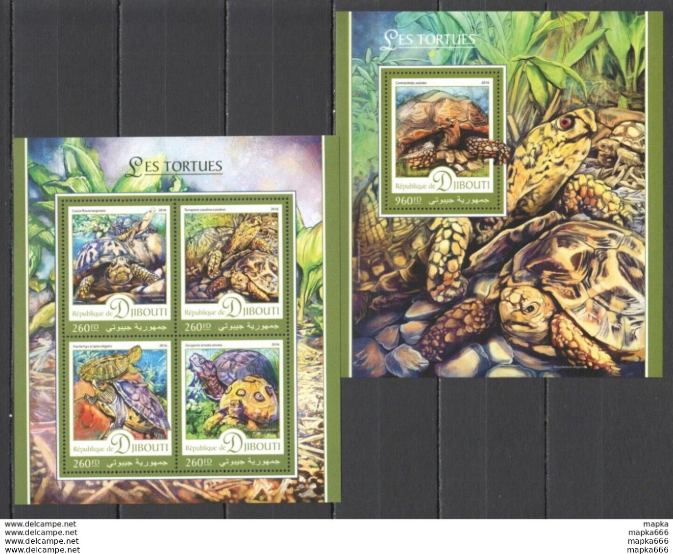 Dj051 2016 Djibouti Fauna Marine Life Reptiles Turtles Les Tortues Kb+Bl Mnh - Autres & Non Classés