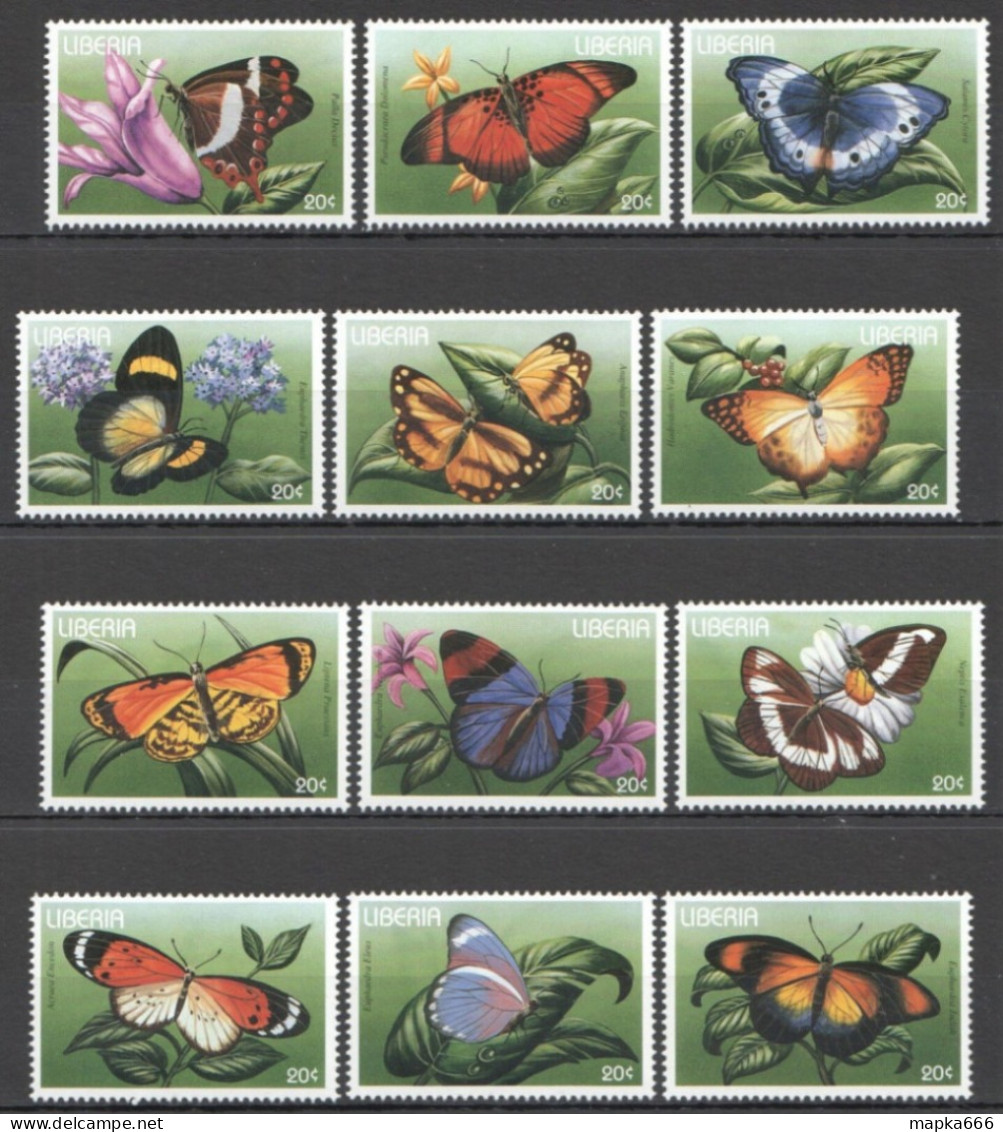 Ss1695 Liberia Flora & Fauna Butterflies Insects Set Mnh Stamps - Vlinders