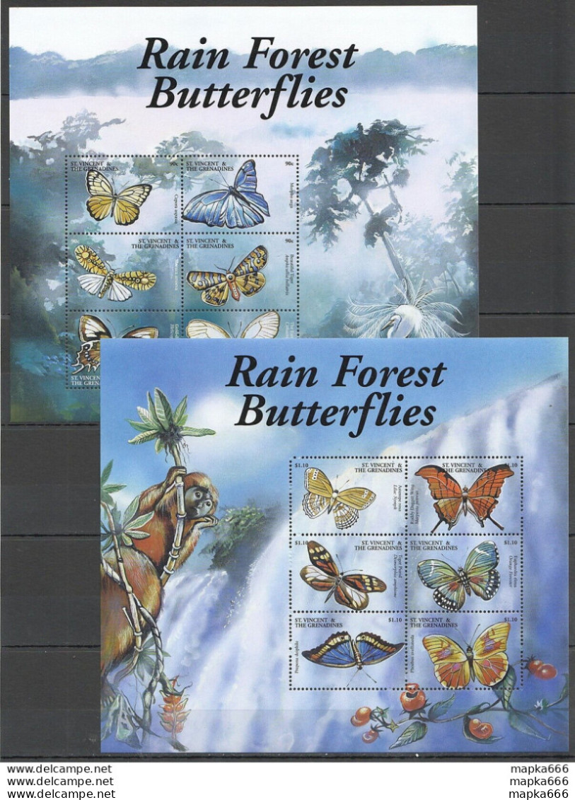 Pk304 St.Vincent Fauna Rain Forest Butterflies Insects 2Kb Mnh Stamps - Papillons