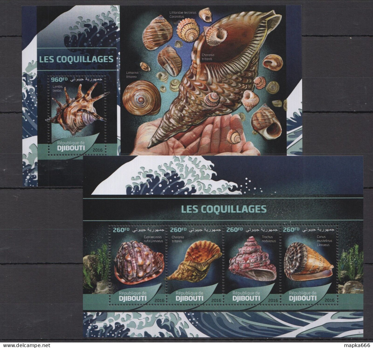 B0410 2016 Djibouti Seashells Marine Life Fauna #1234-1238 Kb+Bl Mnh - Vie Marine