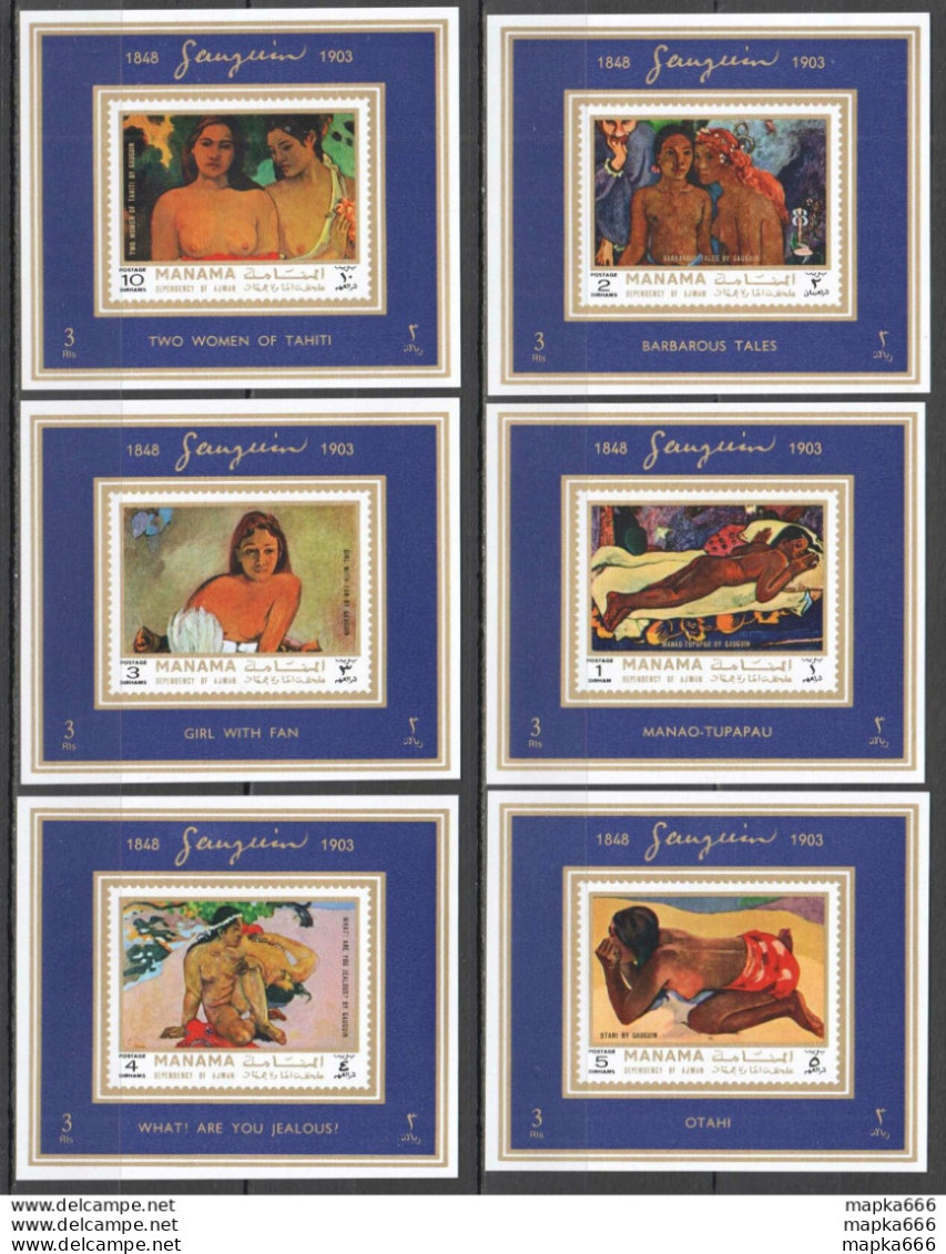 Ar061 1972 Manama Art Paintings By Gauguin Nudes #875-80 Michel 24 Euro 6Bl Mnh - Sonstige & Ohne Zuordnung