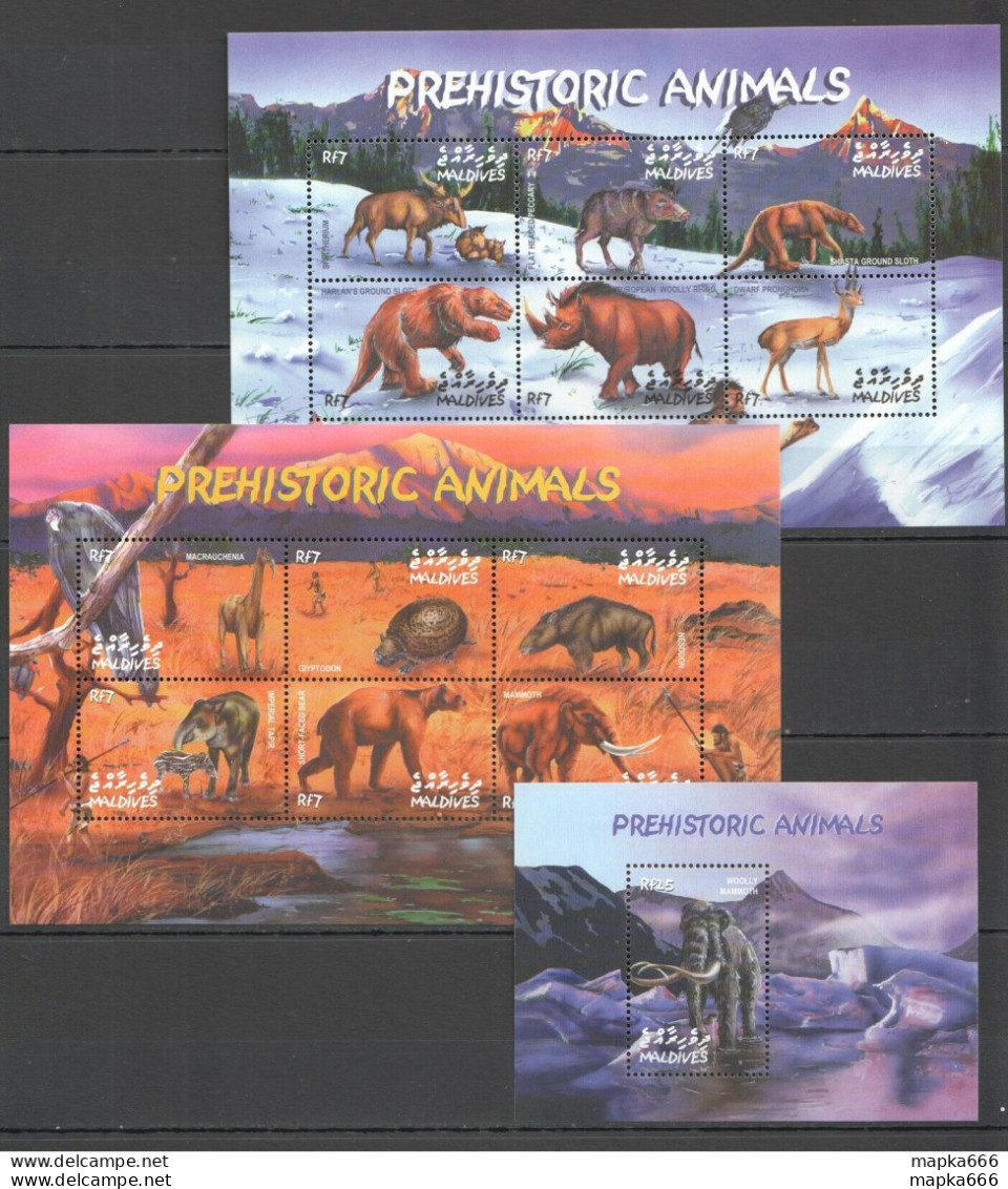 Pk014 Maldives Fauna Prehistoric Animals Bl+2Kb Mnh Stamps - Other & Unclassified