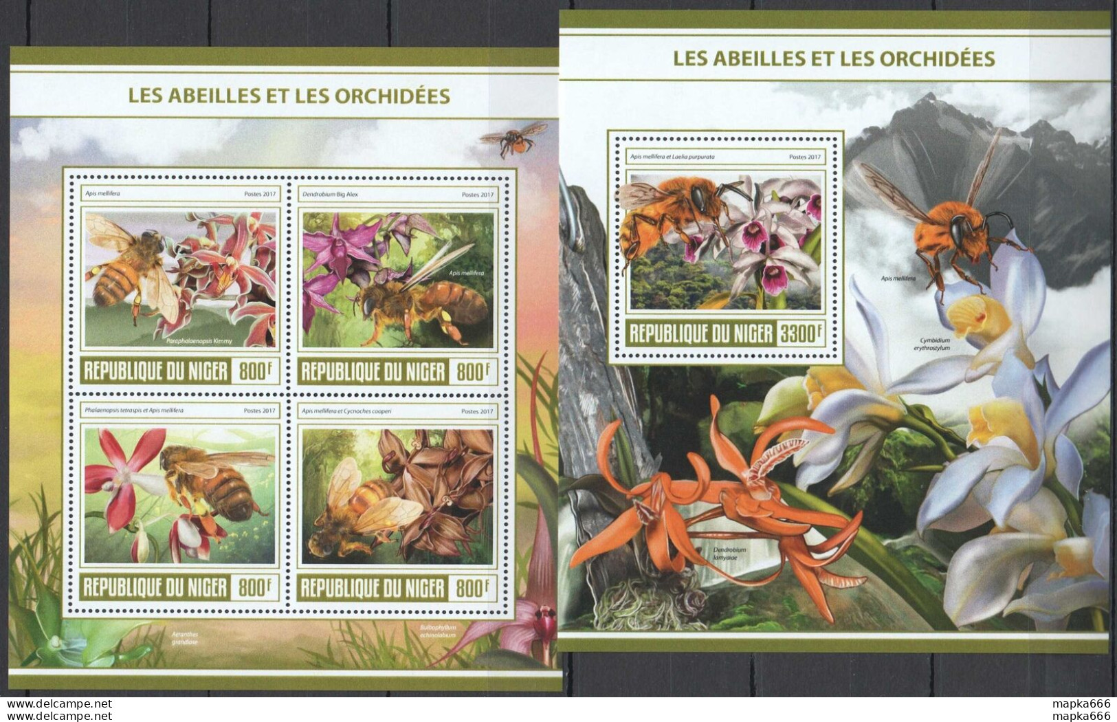 Fd0972 2017 Niger Bees & Orchids Flora & Fauna Insects #4997-0+Bl702 Mnh - Honingbijen