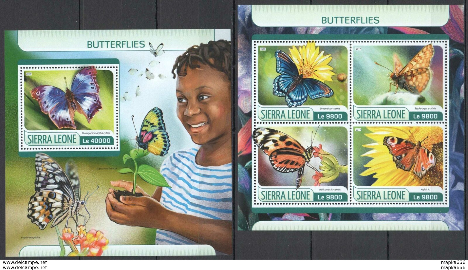 Fd0188 2017 Sierra Leone Butterflies Fauna Insects #8570-3+Bl1243 Mnh - Butterflies