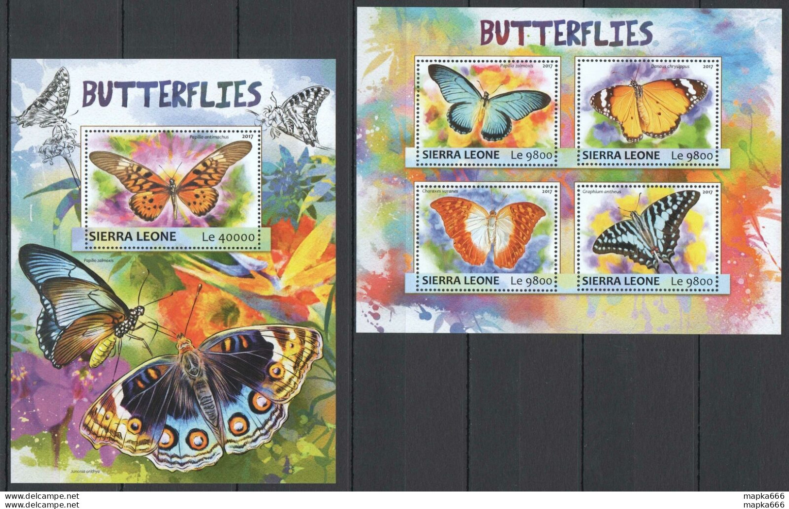 Fd0049 2017 Sierra Leone Butterflies Fauna Insects #8245-8+Bl1178 Mnh - Vlinders