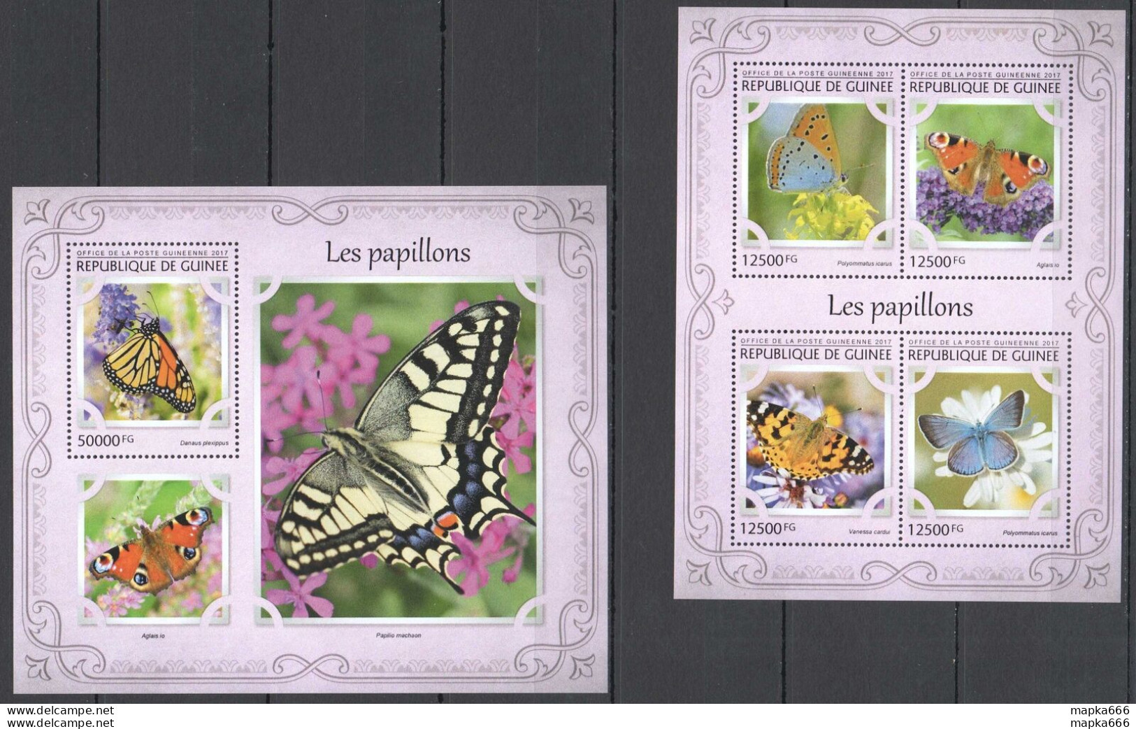 Fd1268 2017 Guinea Butterflies Flora & Fauna Flowers Insects #12171-4+Bl2730 Mnh - Butterflies