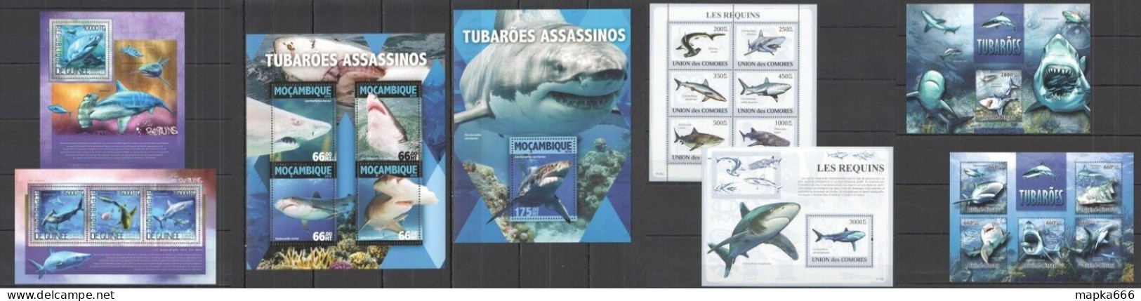 Eb184 Sharks Fauna Marine Life ! 4Kb+4Bl Mnh - Meereswelt