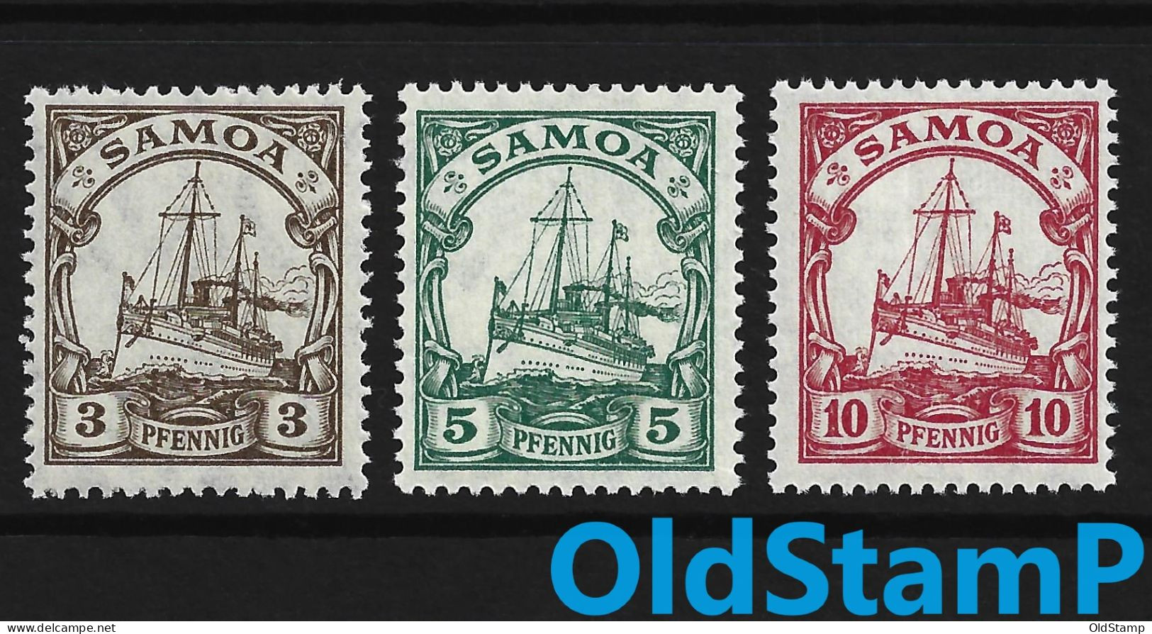 DR KOLONIEN Dt. SAMOA 1915 MNH ** Mi.# 20-22 Luxus Kaizer Yachts Deutsches REICHPOST Stamps / Alemania Germany - Samoa