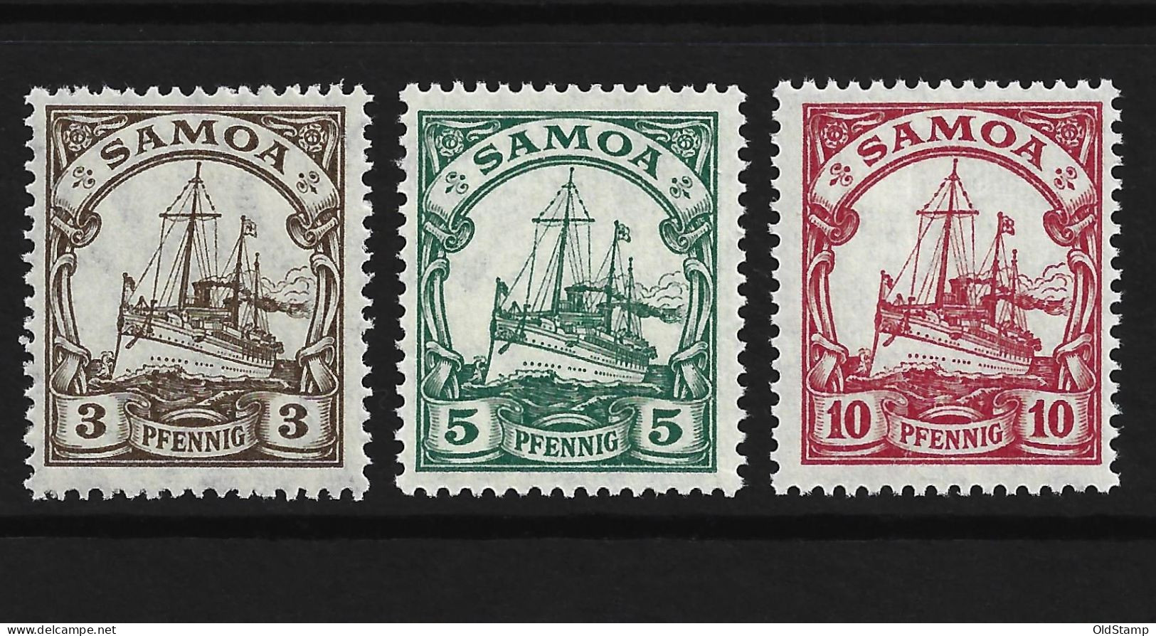 DR KOLONIEN Dt. SAMOA 1915 MNH ** Mi.# 20-22 Luxus Kaizer Yachts Deutsches REICHPOST Stamps / Alemania Germany - Samoa