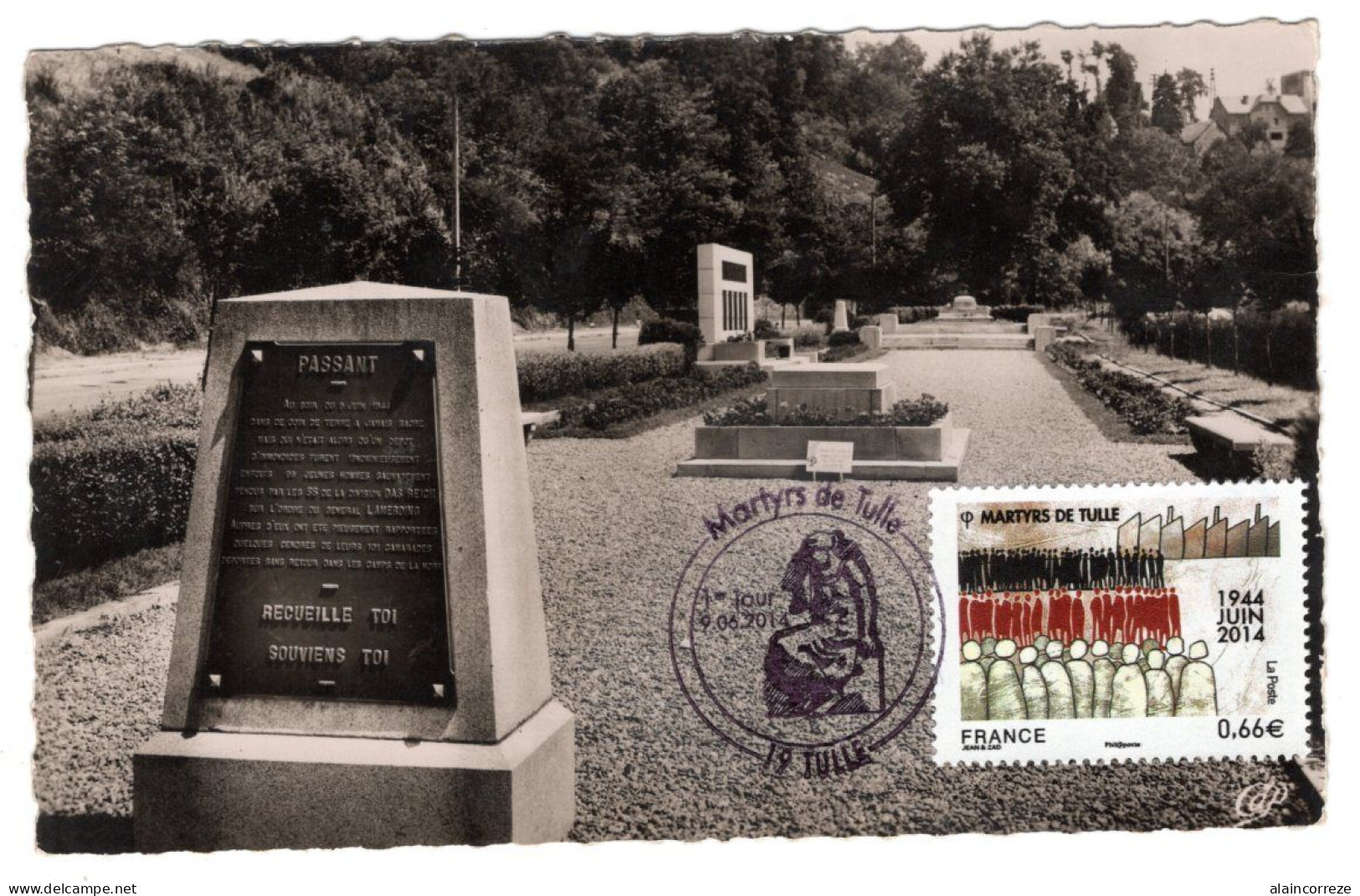 Carte Maximum Corrèze Cachet 1er Jour Les Martyrs De Tulle 1944 2014 Massacre Guerre 1939 1945 - 2010-2019