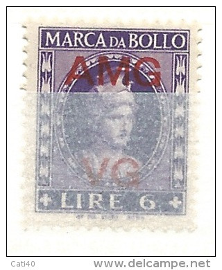 MARCA DA BOLLO REVENUE - TRIESTE AMG VG - LIRE 6 - Fiscale Zegels