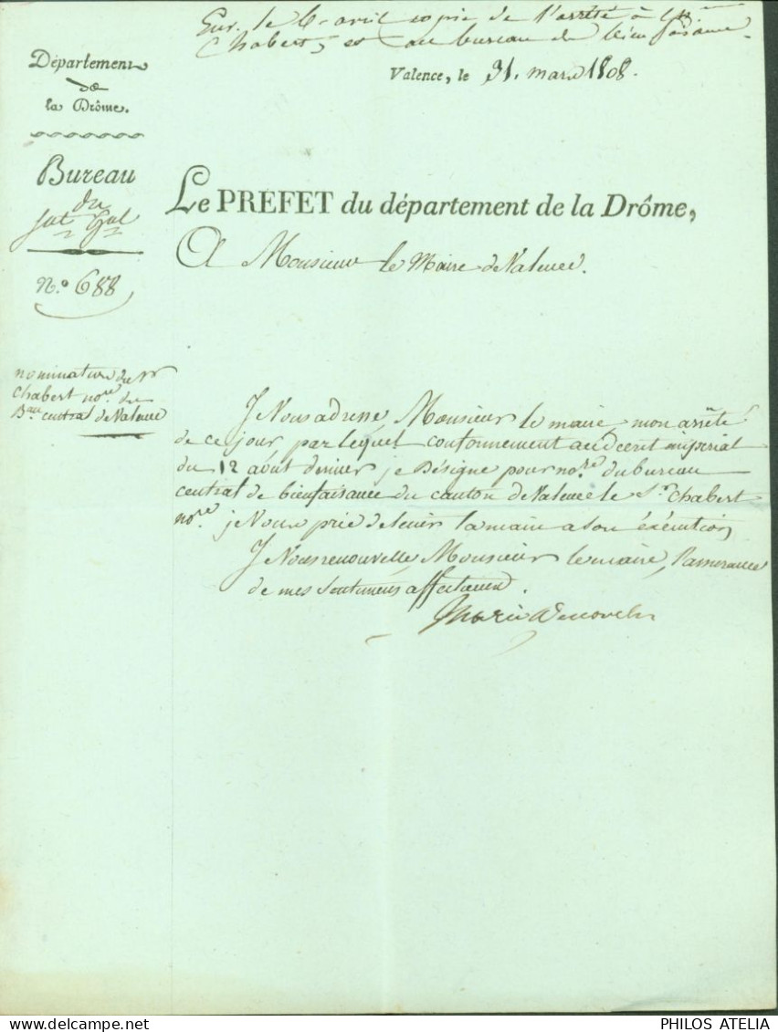 LAS Lettre Autographe Signature Marie Louis Henri D'Escorches De Sainte-Croix Préfet Drôme Diplomate Haut Fonctionnaire - Politico E Militare