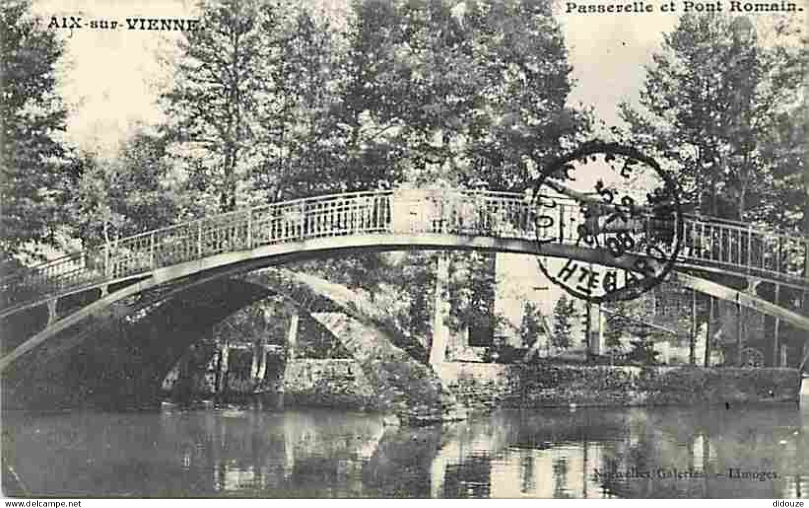 87 - Aix Sur Vienne - Passerelle Et Pont Romain - Animée - Oblitération Ronde De 1908 - Correspondance - CPA - Voir Scan - Aixe Sur Vienne