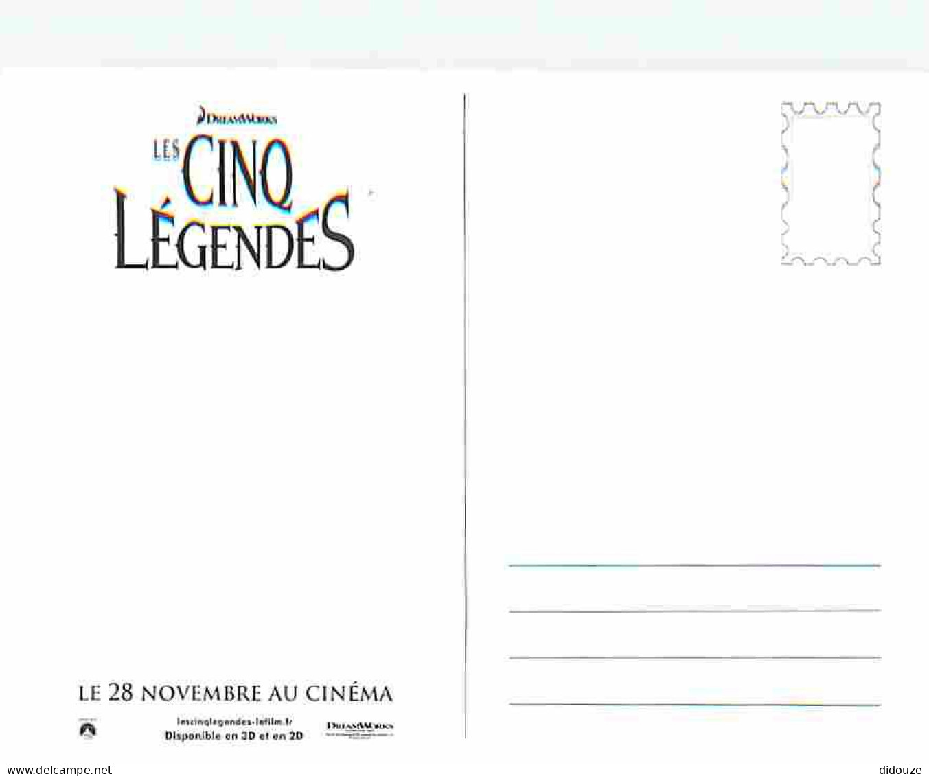 Cinema - Affiche De Film - Les Cinq Légendes - Dessin Animé - DreamWorks - Carte Neuve - CPM - Voir Scans Recto-Verso - Affiches Sur Carte