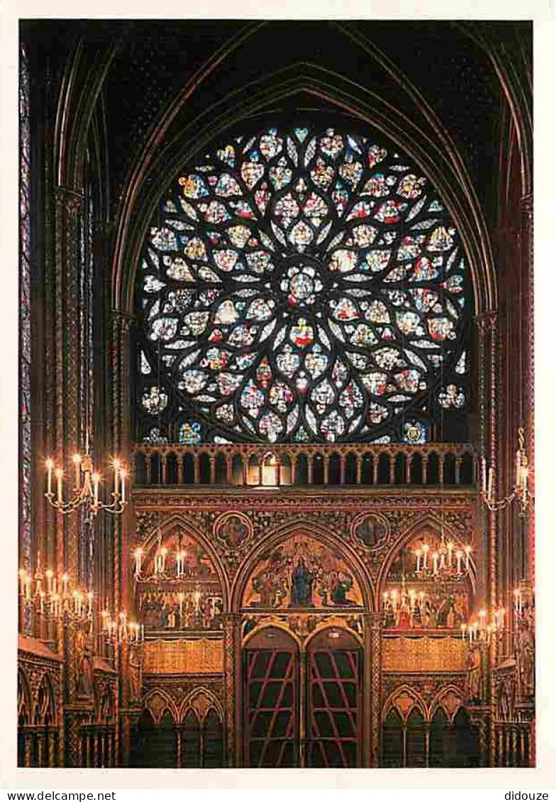 75 - Paris - La Sainte Chapelle - Rosace De La Façade Occidentale  Vue Intérieure - Vitraux - Art Religieux - Carte Neuv - Kerken