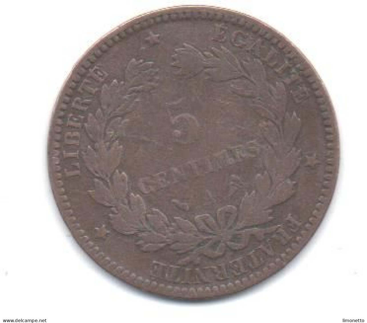 France- CERES - 1896 A ( Torche ) Petit Tirage  - 5 Cts  En Bronze - Cat Fayette  N° 157 A   -usure  - - 5 Centimes