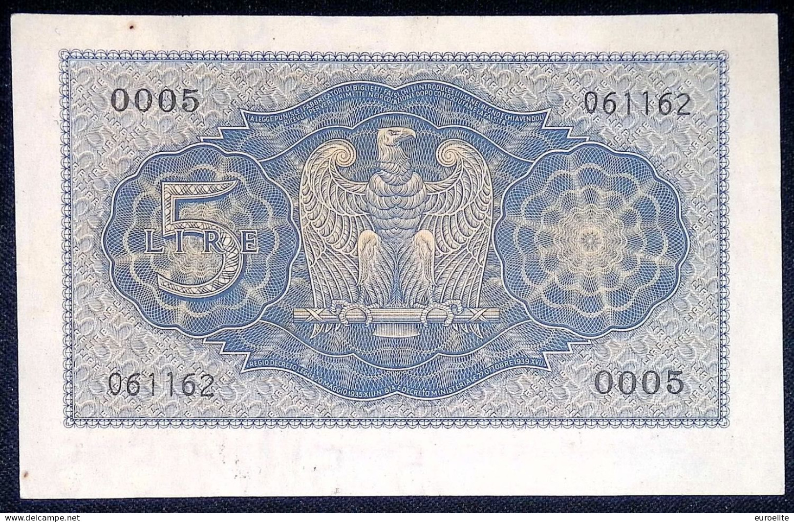 Regno D'Italia - Vittorio Emanuele III - 5 Lire Impero - Italië– 5 Lire