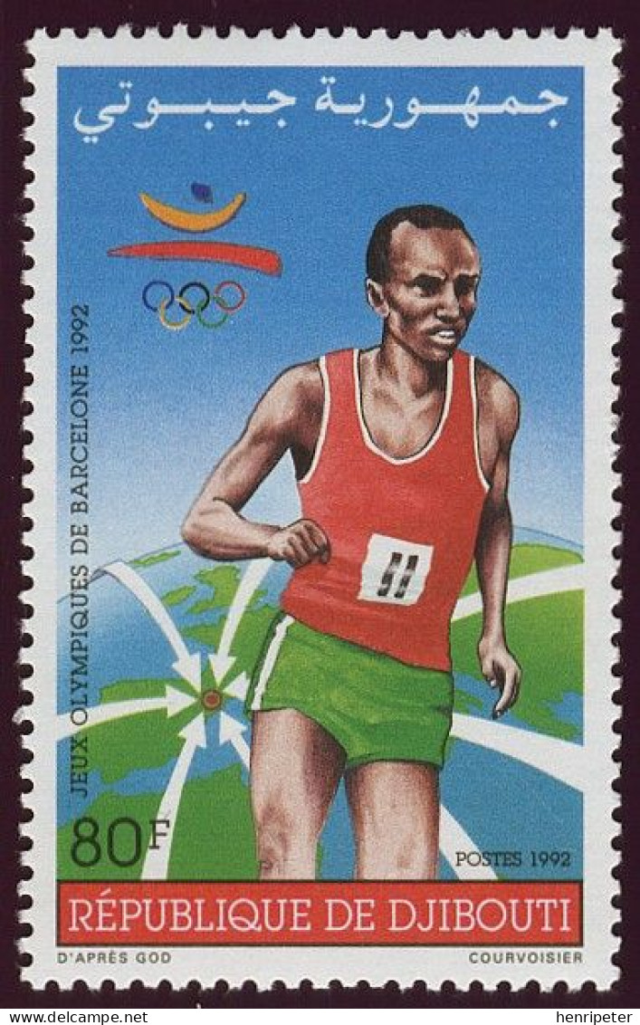 Timbre-poste Gommé Dentelé Neuf** - Jeux Olympiques D'été à Barcelone - N° 693 (Yvert Et Tellier) - Djibouti 1992 - Gibuti (1977-...)