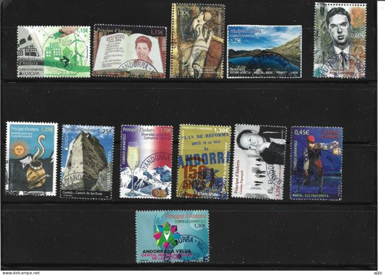 Año 2016. Andorra: Correos Español. 12 Sellos Usados, 1ª Calidad. - Used Stamps