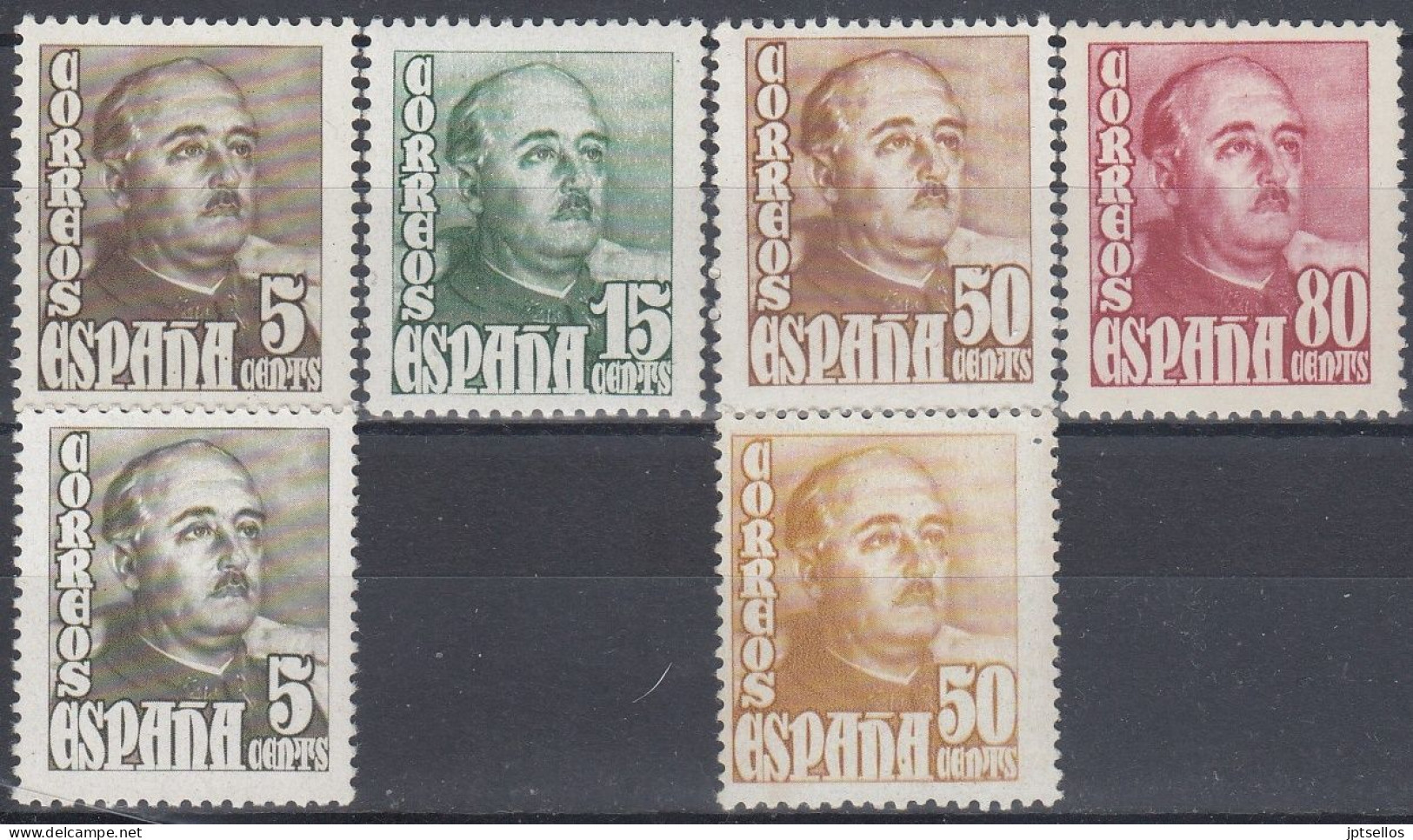 ESPAÑA 1948-1954 Nº1020/1023 + 2 VARIEDADES DE COLOR, NUEVO - Ungebraucht