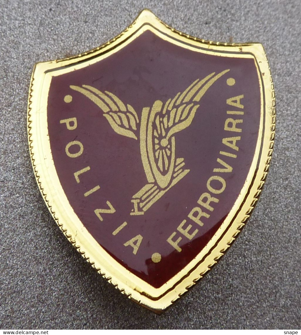 Distintivo Vetrificato Grande - Polizia - POLIZIA FERROVIARIA - PS - Usato Obsoleto - Italian Police Insignia (283) - Policia