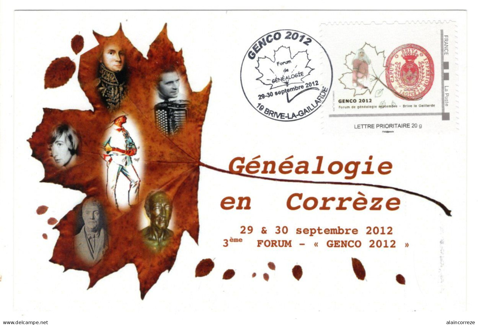 Carte Maximum Corrèze Brive GENCO 2012 Forum Généalogie Montimbramoi Feuille D'arbre - 2010-2019