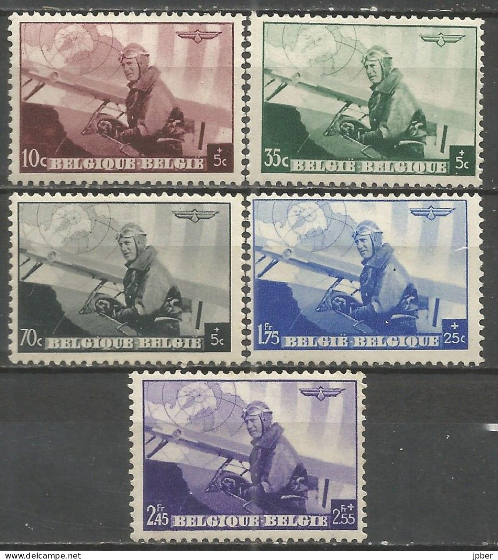 Belgique - Roi Léopold III Aviateur - N°466à470 * - Unused Stamps