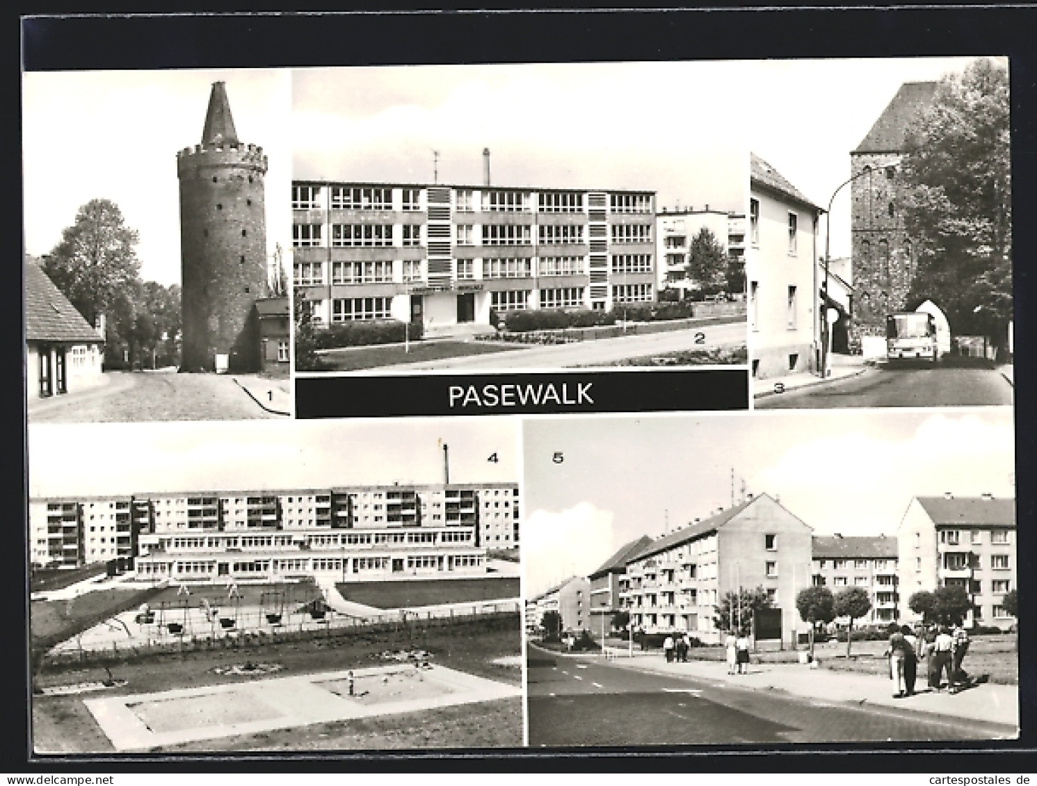 AK Pasewalk, Prenzlauer Tor, Pulverturm, Friedrich-Wolf-Oberschule  - Pasewalk