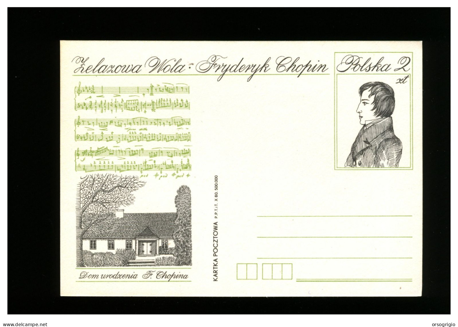 POLONIA POLSKA -  Cartolina Intero Postale - FRYDERYK CHOPIN - Entiers Postaux