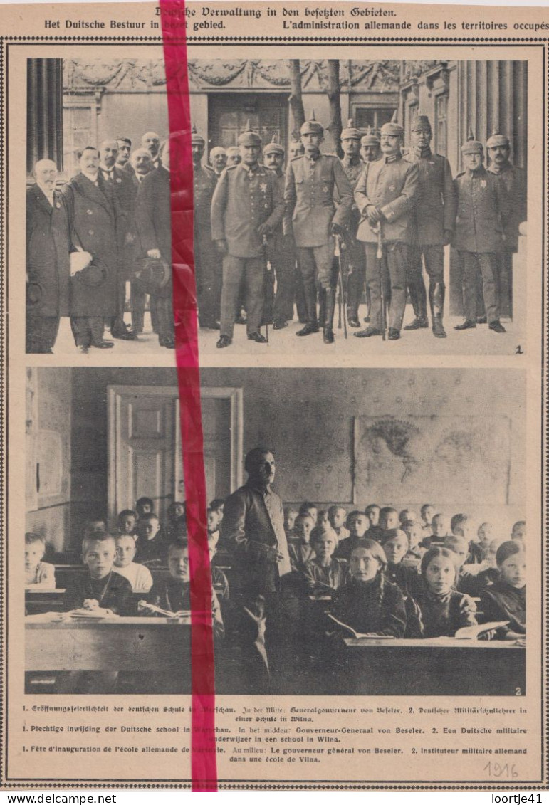 Warschau Varsovie - Inwijding Duitse School, Ecole Allemande - Orig. Knipsel Coupure Tijdschrift Magazine - 1916 - 1914-18