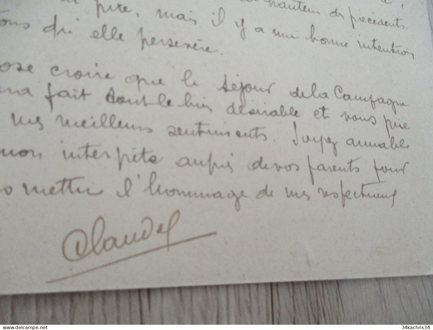 Sur Carte Avec Vue Eze Par Claudel Peintre Billet Autographe Avec Texte Du Peintre à Son Rédacteur En Chef - Pittori E Scultori