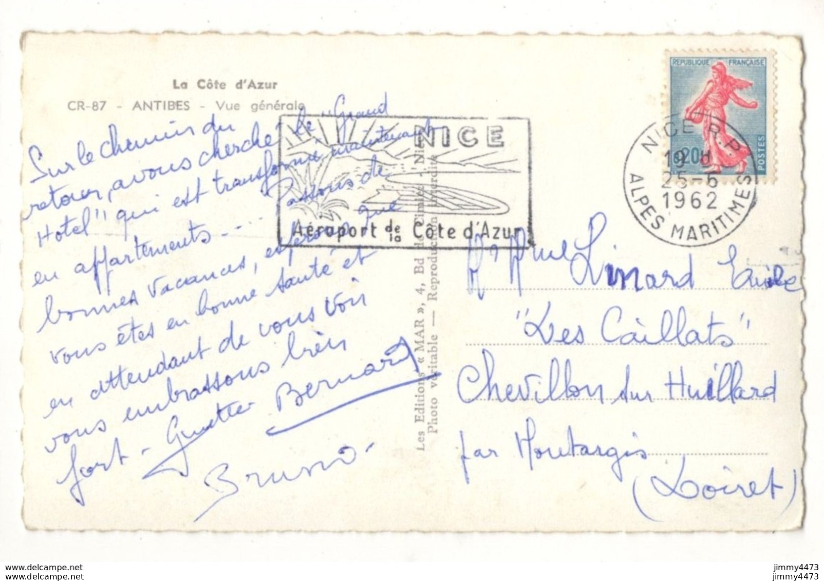 CPSM - ANTIBES En 1962 - Vue Générale - N° CR - 87 - Edit. MAR à Nice - Antibes - Vieille Ville