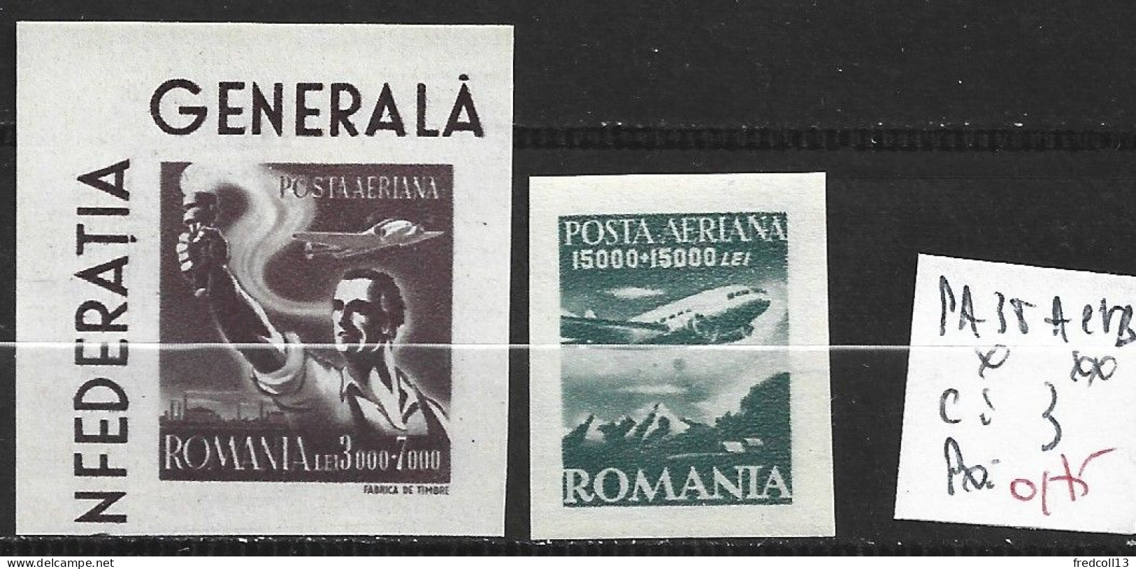 ROUMANIE PA 38 A & B * & ** Côte 3 € - Unused Stamps